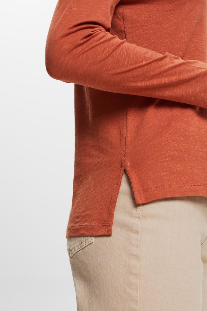 Maglia a maniche lunghe in jersey, 100% cotone, TERRACOTTA, detail image number 2