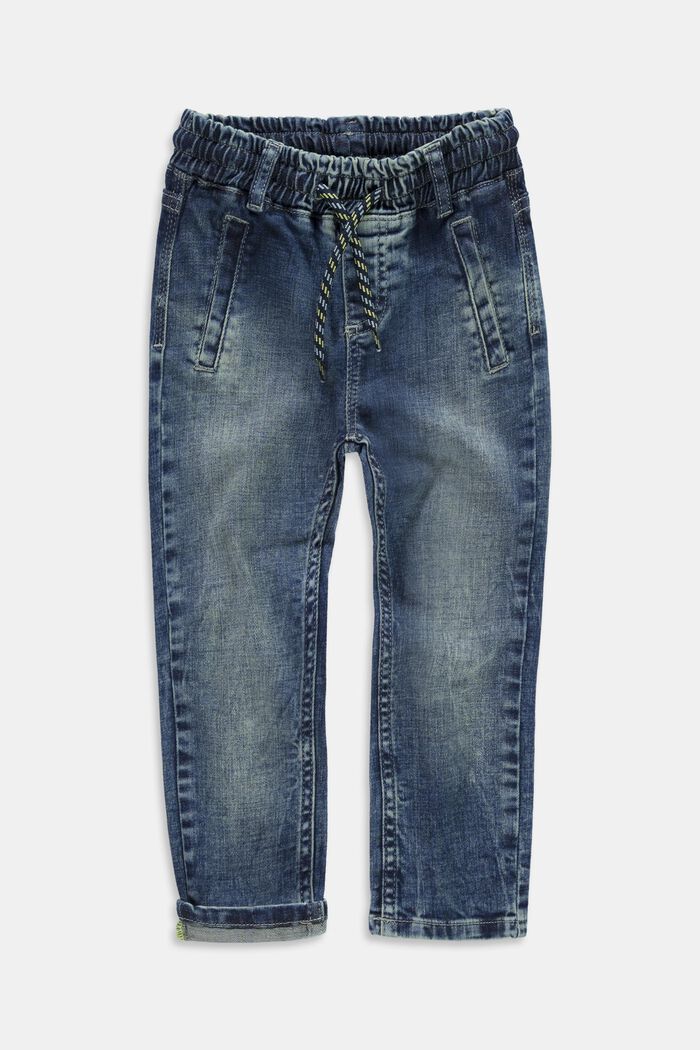 Jeans con coulisse in vita, BLUE MEDIUM WASHED, overview
