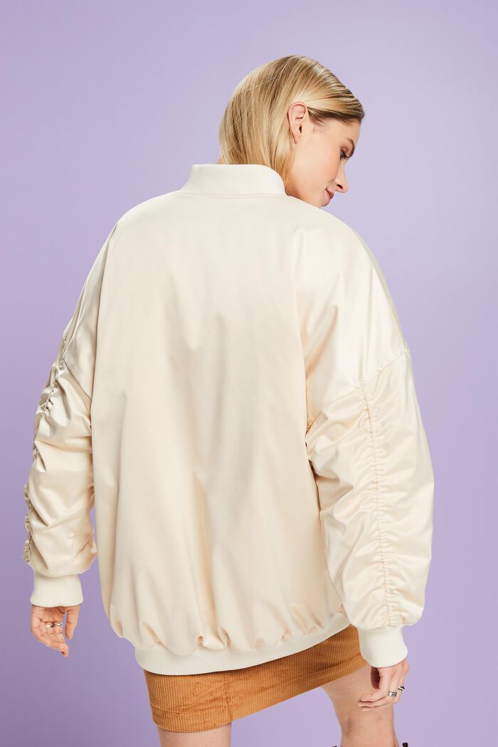 Giacca bomber in raso, CREAM BEIGE, detail image number 3