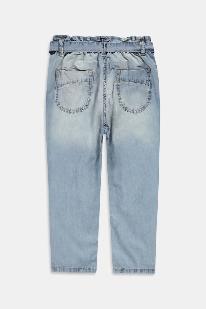 Jeans paperbag elasticizzati dalla lunghezza capri, BLUE LIGHT WASHED, detail image number 1