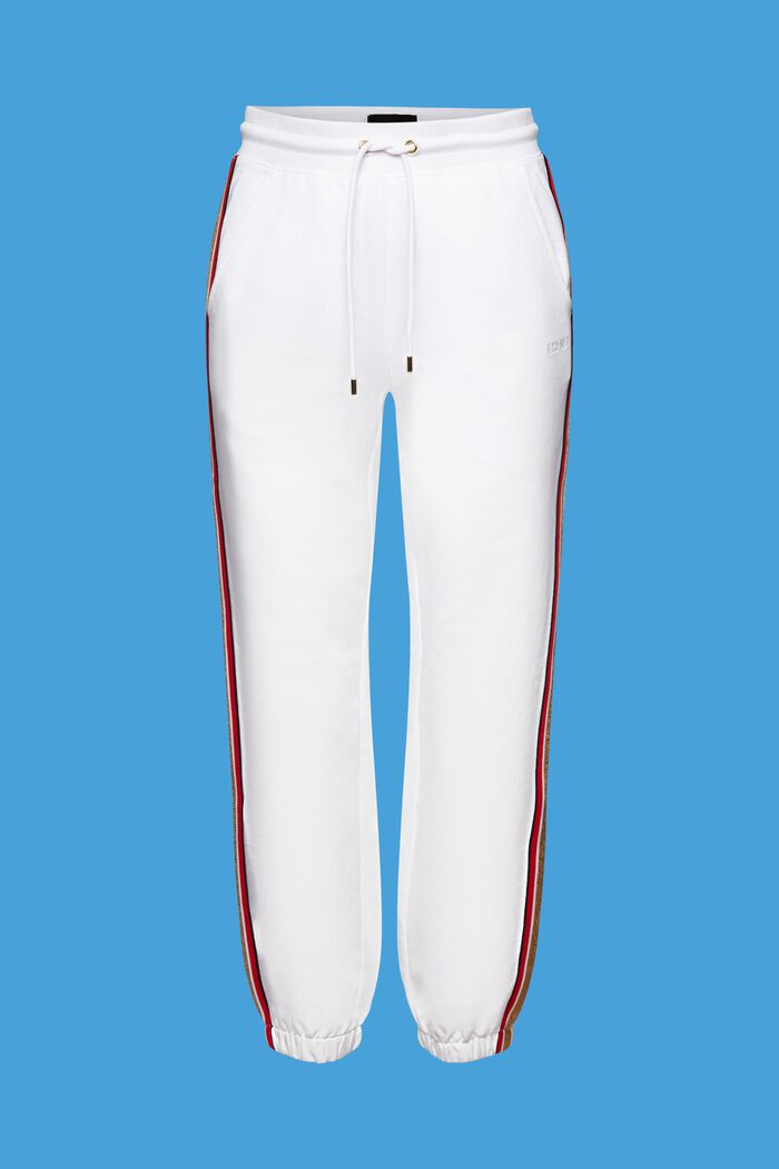 Pantaloni sportivi a righe in cotone, WHITE, detail image number 6