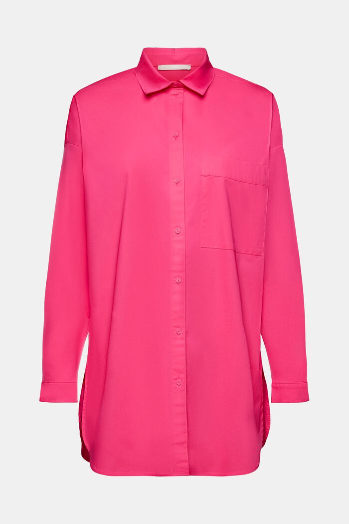 Blusa in cotone con una tasca, PINK FUCHSIA, detail image number 7