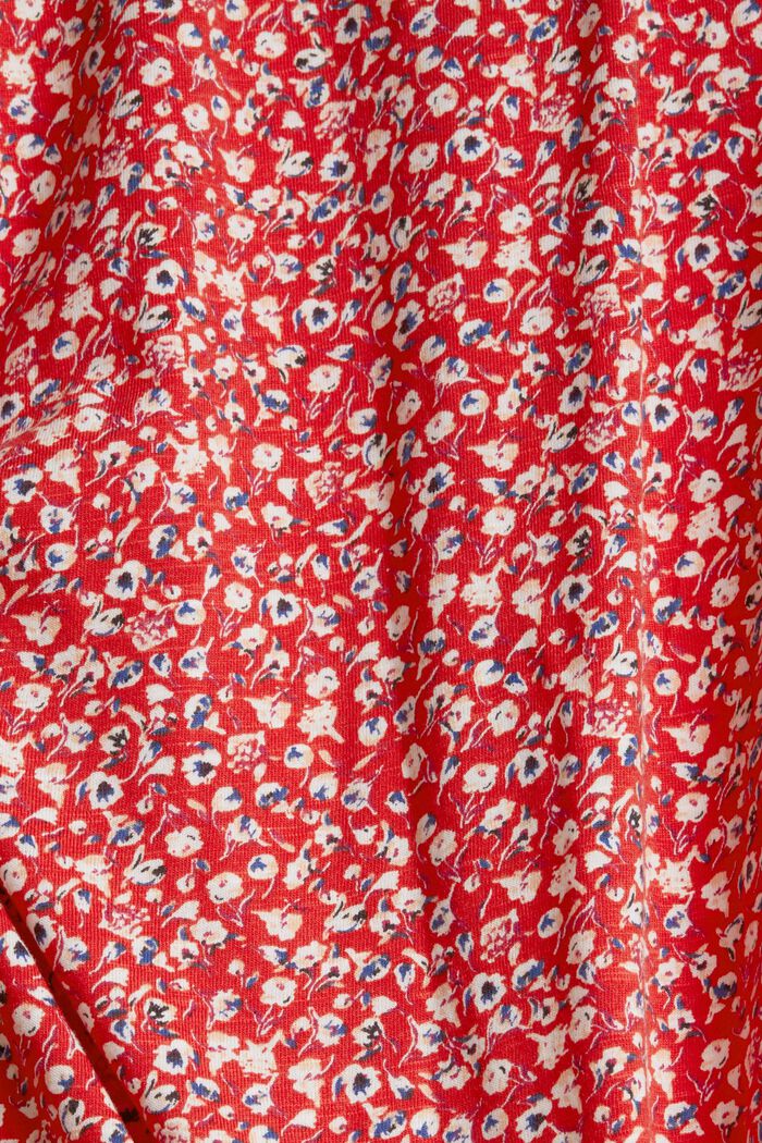 Maglia a maniche lunghe effetto blusa in misto cotone biologico, RED, detail image number 1