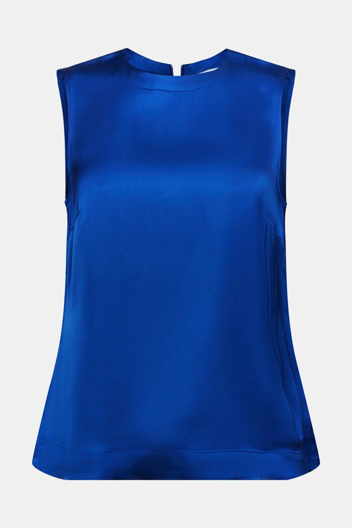 Blusa in raso senza maniche, BRIGHT BLUE, detail image number 6
