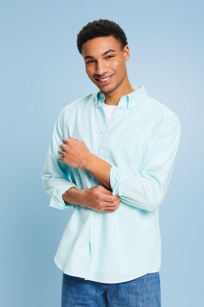 Camicia in cotone Oxford, LIGHT AQUA GREEN, detail image number 4