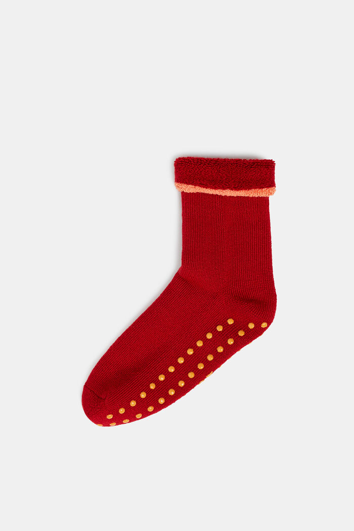 Con lana vergine: morbide calze antiscivolo, RED, overview