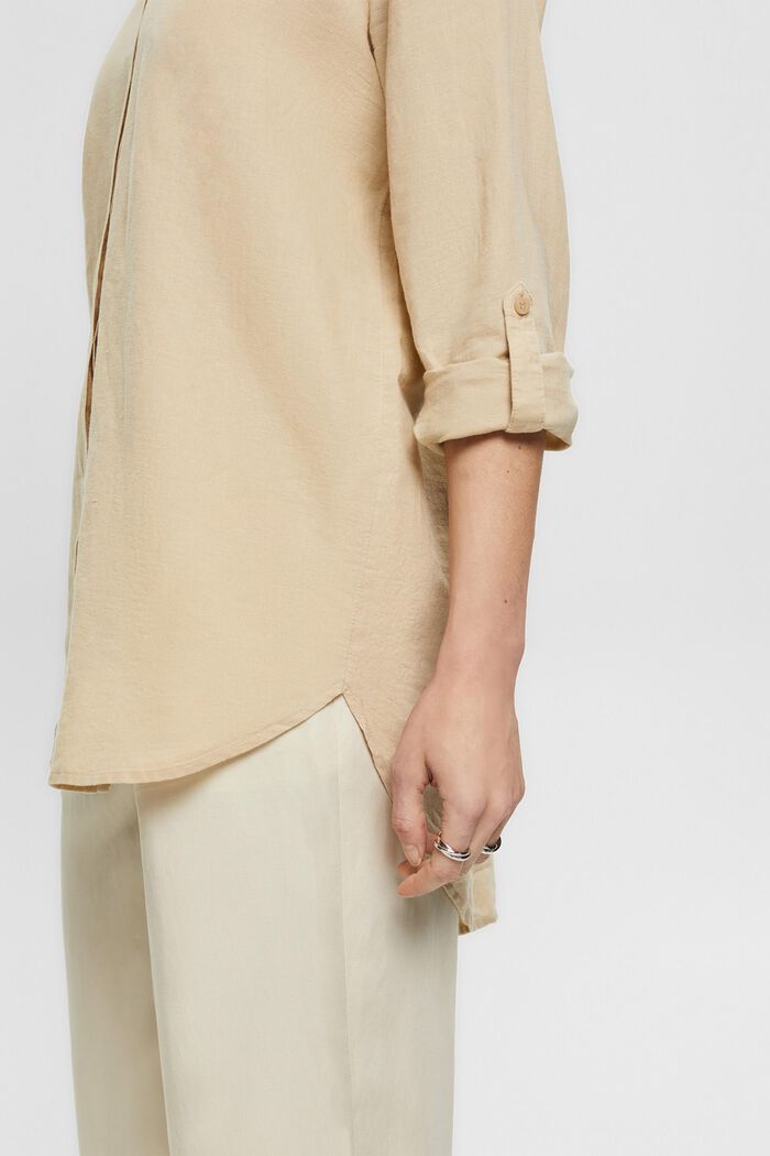Blusa oversize in misto lino, SAND, detail image number 0