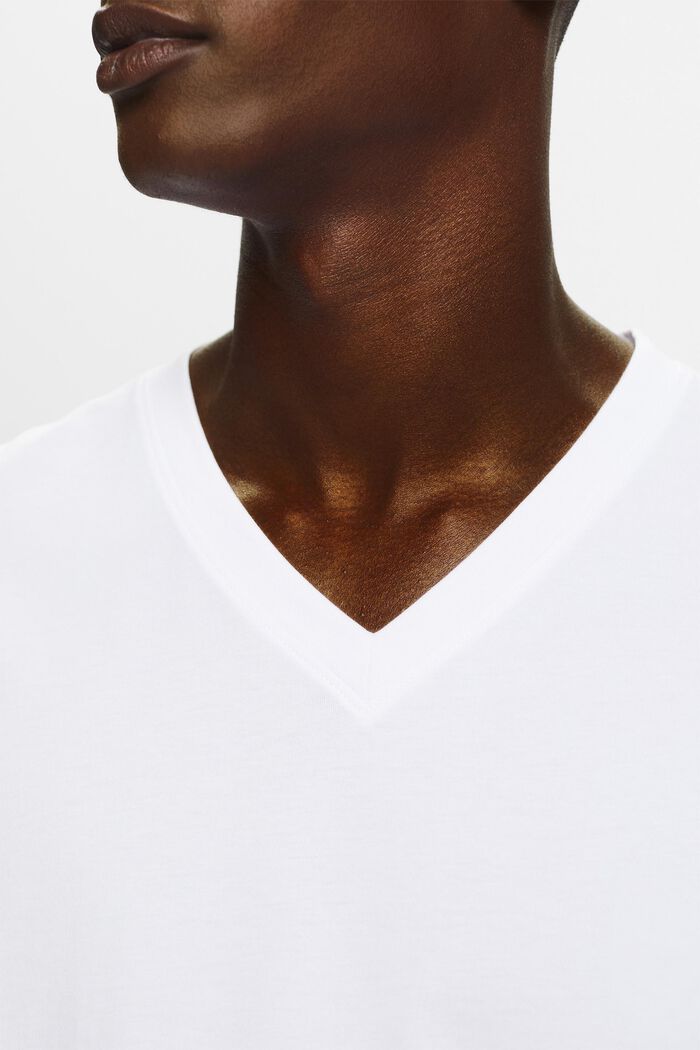 T-shirt con scollo a V in cotone biologico, WHITE, detail image number 3