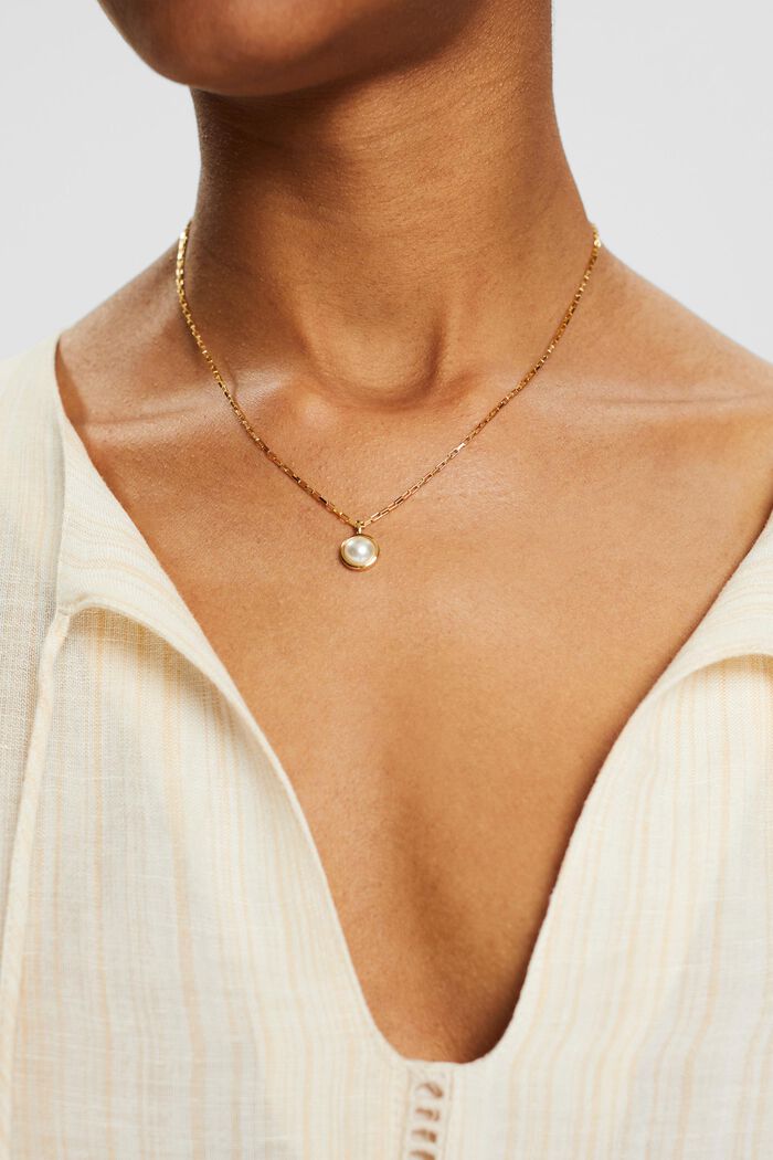 Collana con ciondolo a forma di perla, argento sterling, GOLD, detail image number 2