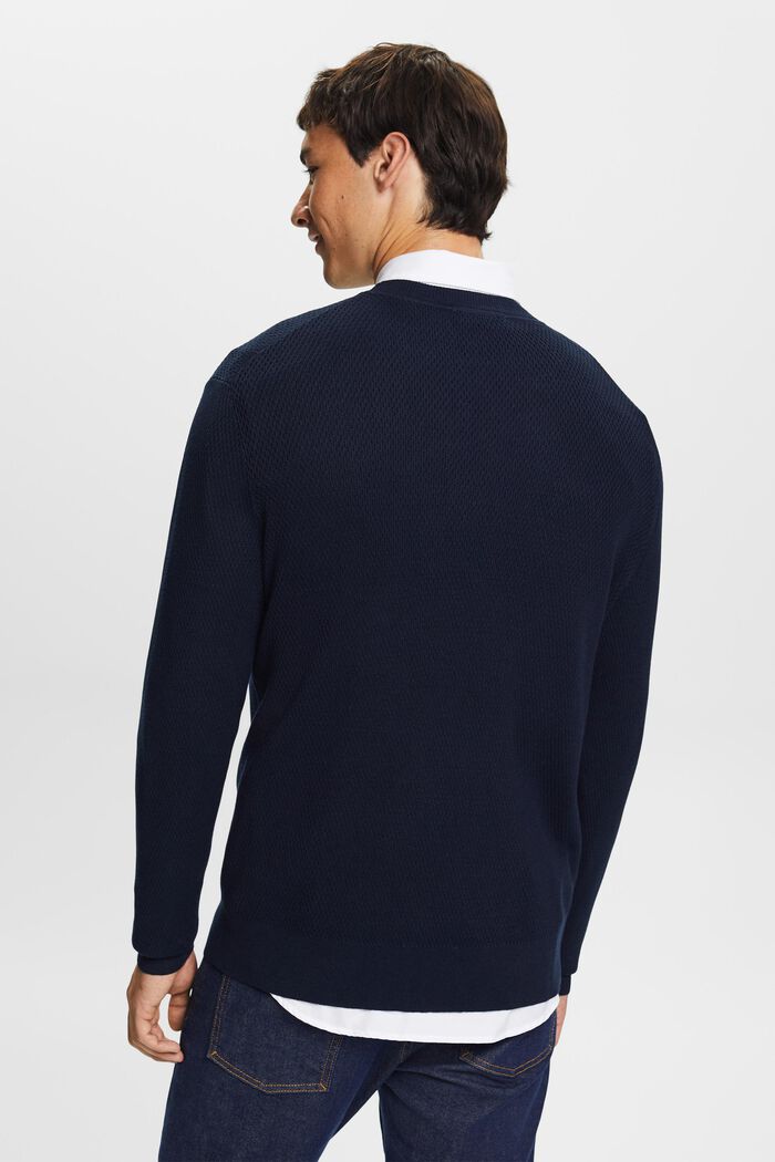 Pullover a girocollo in maglia strutturata, NAVY, detail image number 3