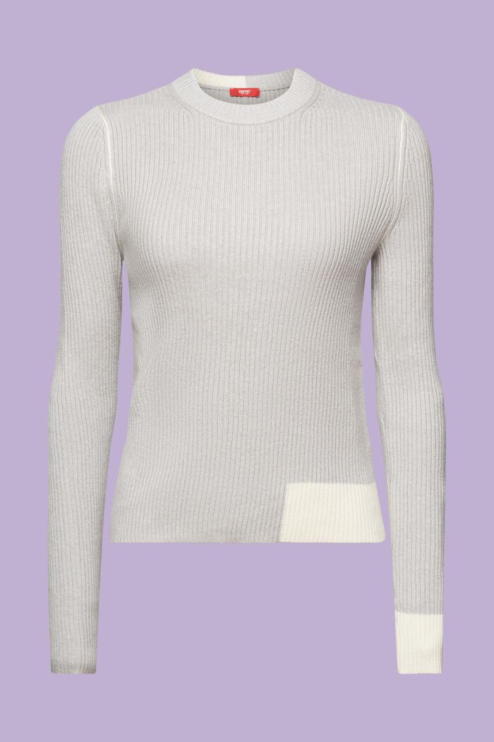 Pullover in maglia a coste, LIGHT GREY, detail image number 7
