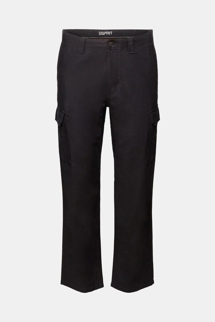Pantaloni cargo in cotone, BLACK, detail image number 7