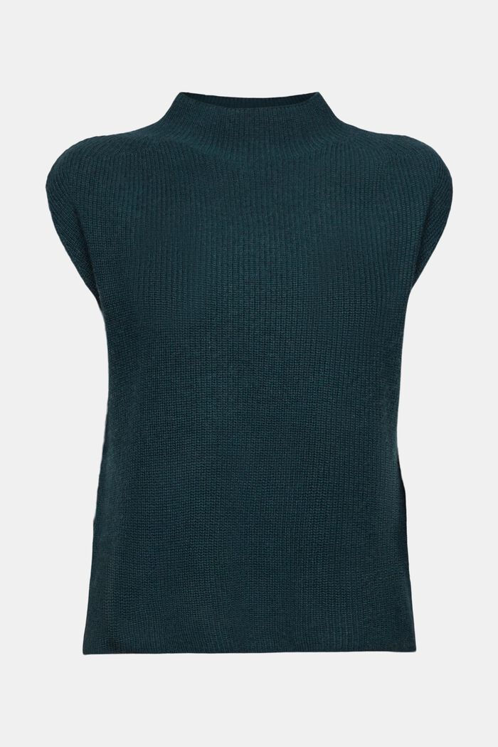Gilet in maglia a coste in misto lana, NEW EMERALD GREEN, detail image number 6