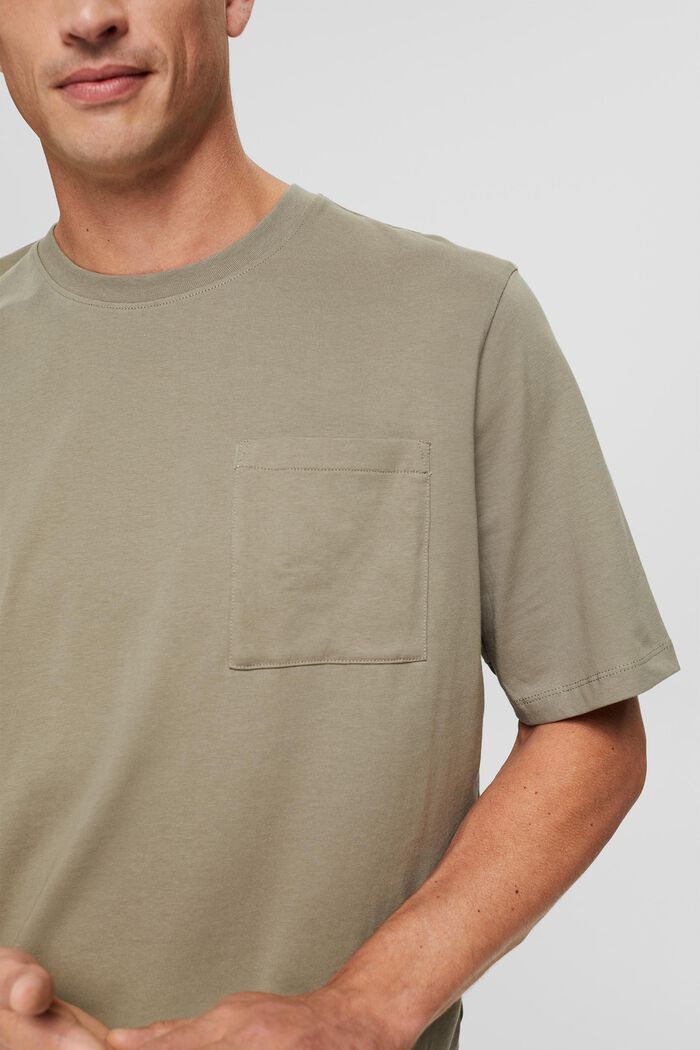 T-shirt in jersey con ricamo, cotone biologico, PALE KHAKI, detail image number 5