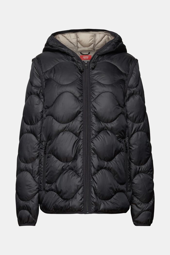 Riciclato: giacca trapuntata trasformabile con cappuccio, BLACK, detail image number 5
