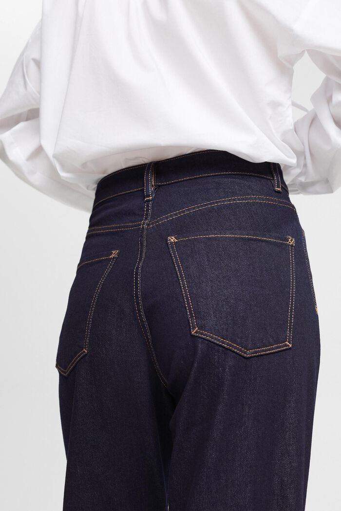 Jeans a gamba dritta a vita alta con risvolto, BLUE RINSE, detail image number 3