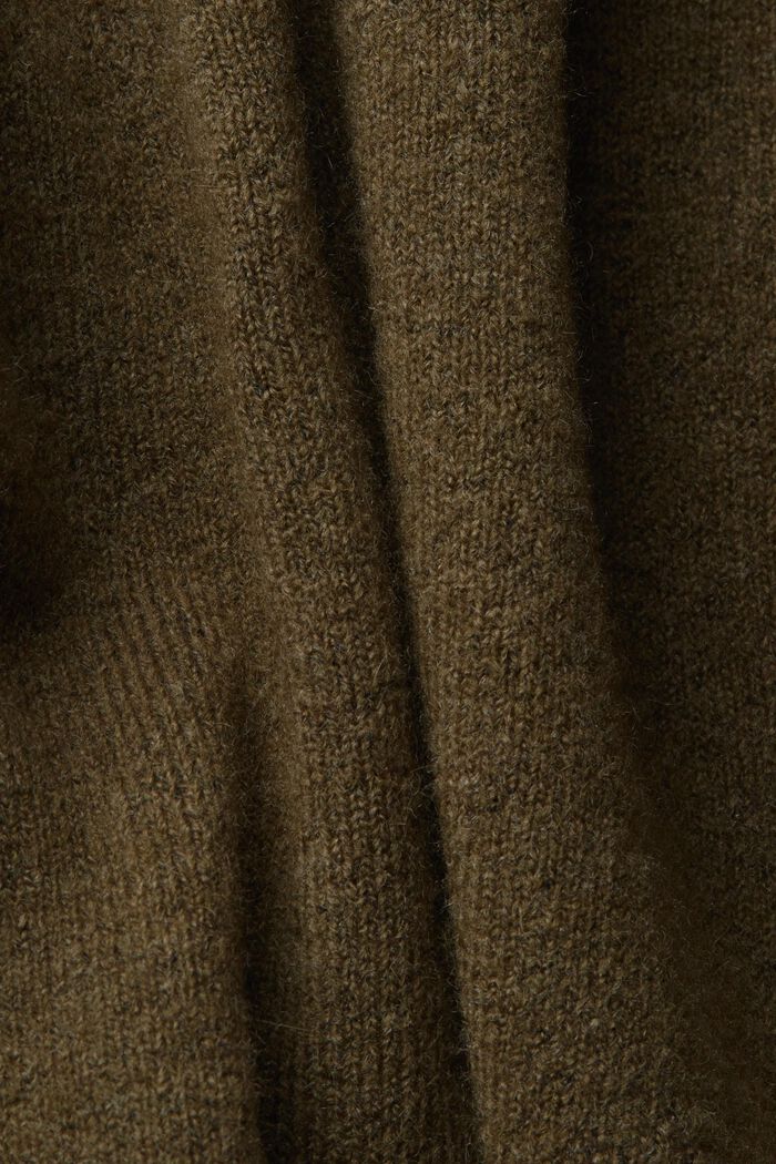 Pullover in maglia misto lana con collo a lupetto, DARK KHAKI, detail image number 5