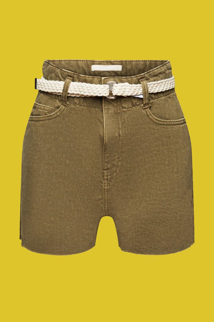 Shorts tagliati in denim, KHAKI GREEN, detail image number 7