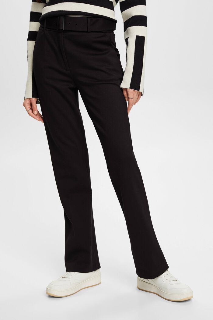 Pantaloni a vita alta con cintura, BLACK, detail image number 0
