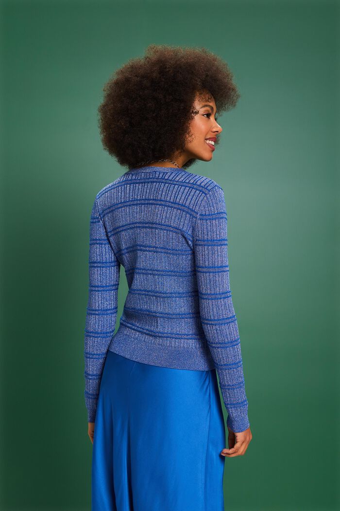 Cardigan con scollo a V in lamé, BRIGHT BLUE, detail image number 2