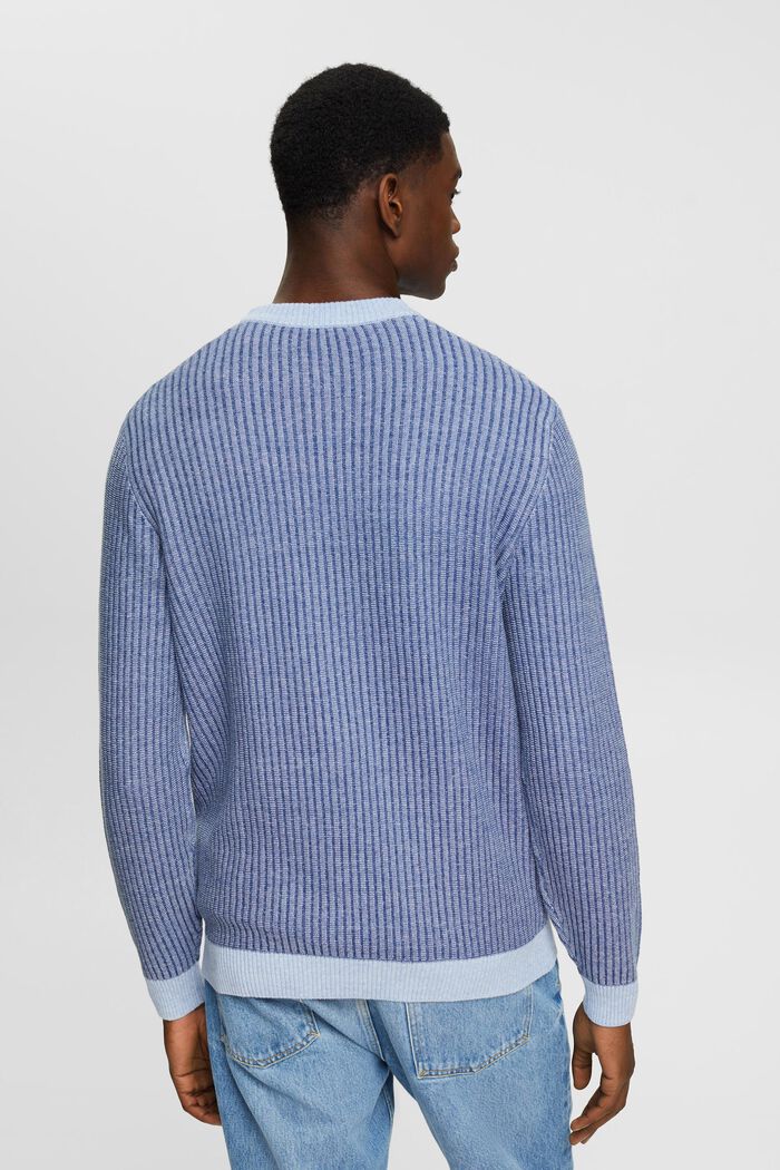 Pullover in maglia a coste bicolore, BLUE, detail image number 3