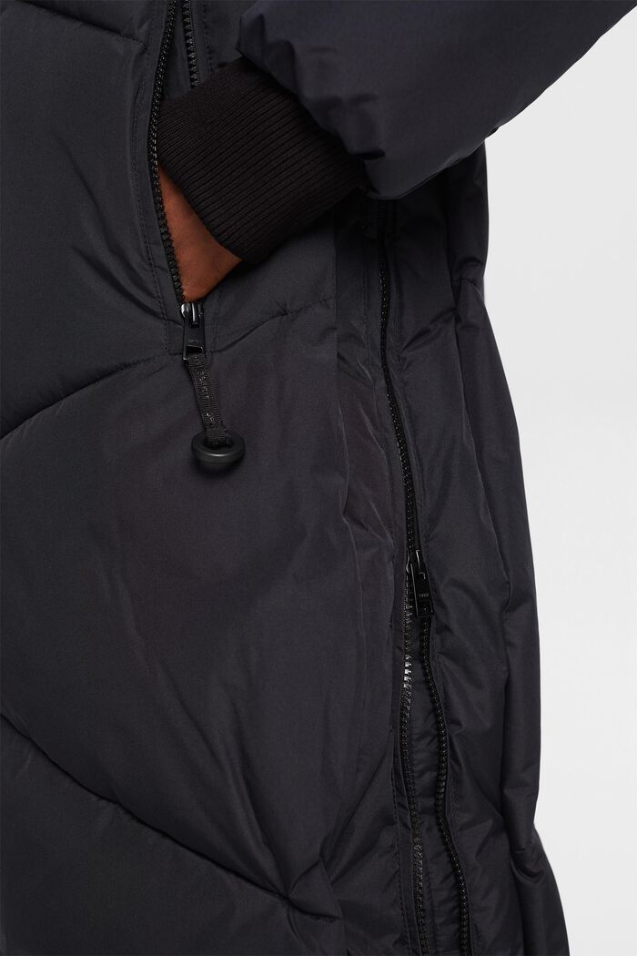 Cappotto lungo trapuntato con cappuccio, BLACK, detail image number 2