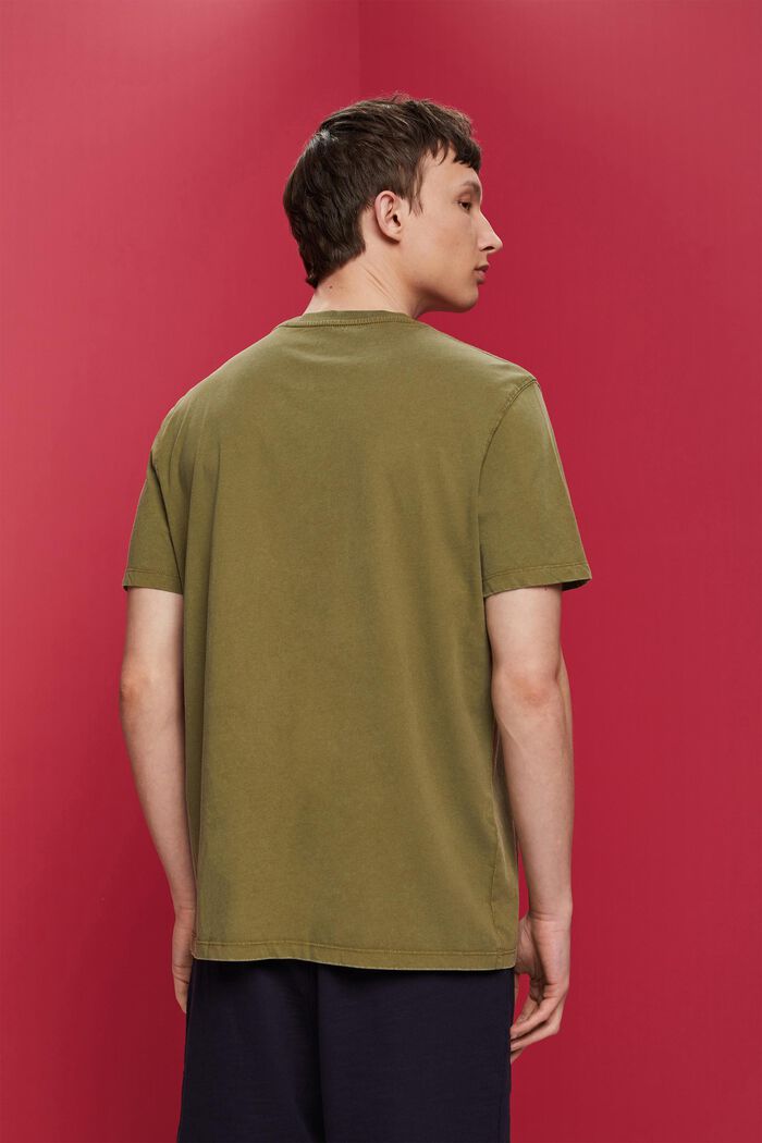 T-shirt in jersey tinta in capo, 100% cotone, OLIVE, detail image number 3
