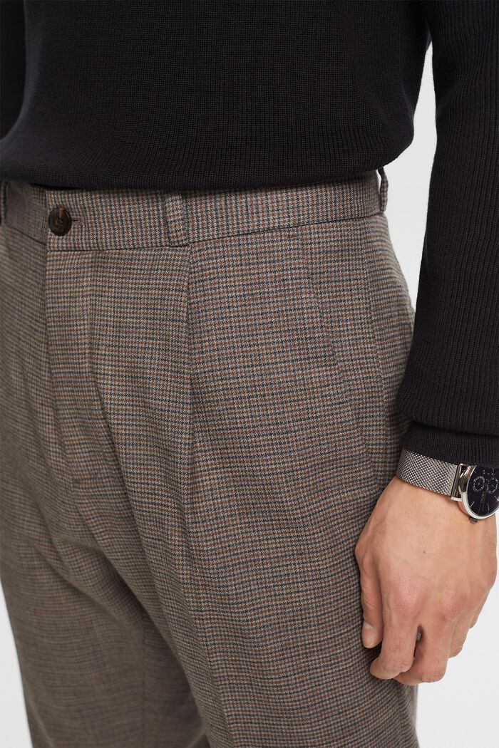 Pantaloni in lana pied de poule, BROWN GREY, detail image number 2