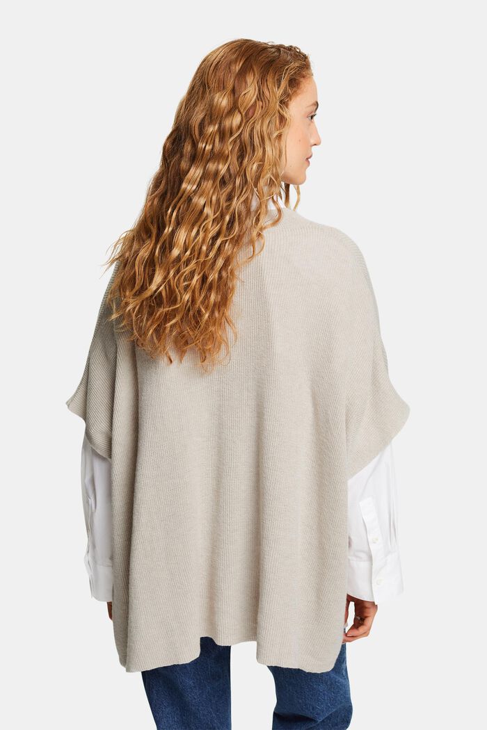 Poncho in maglia a coste, LIGHT BEIGE, detail image number 1