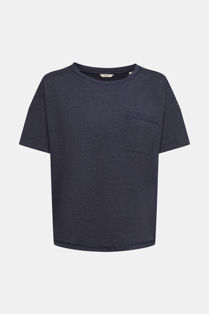 T-shirt con taschino sul petto in misto cotone, NAVY, detail image number 4
