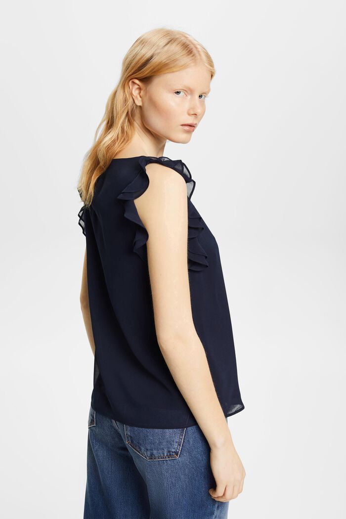 Maglia in chiffon con ruches, NAVY, detail image number 3