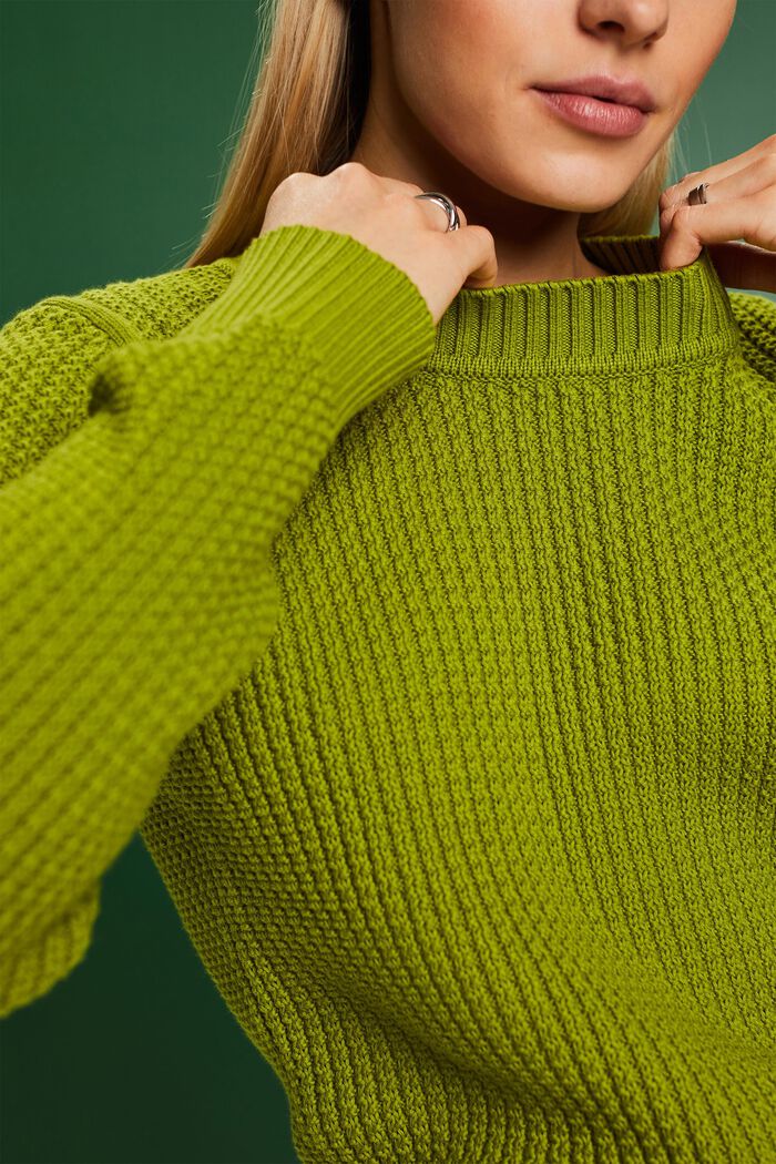 Pullover a girocollo in maglia strutturata, LEAF GREEN, detail image number 3