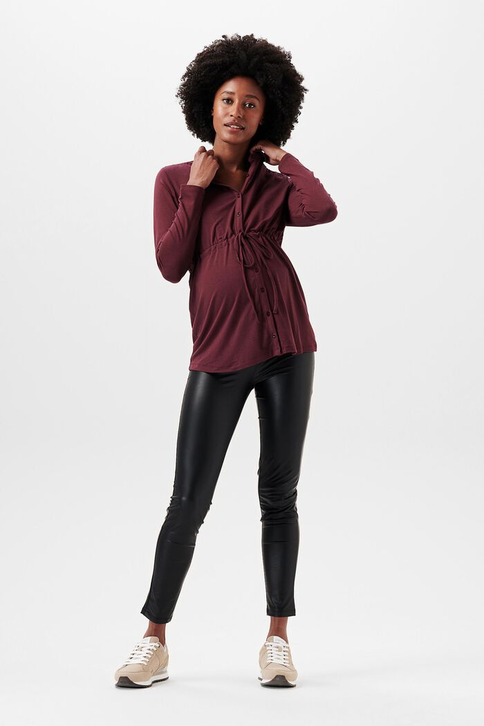 Blusa a maniche lunghe in jersey LENZING™ ECOVERO™, PLUM BROWN, detail image number 0