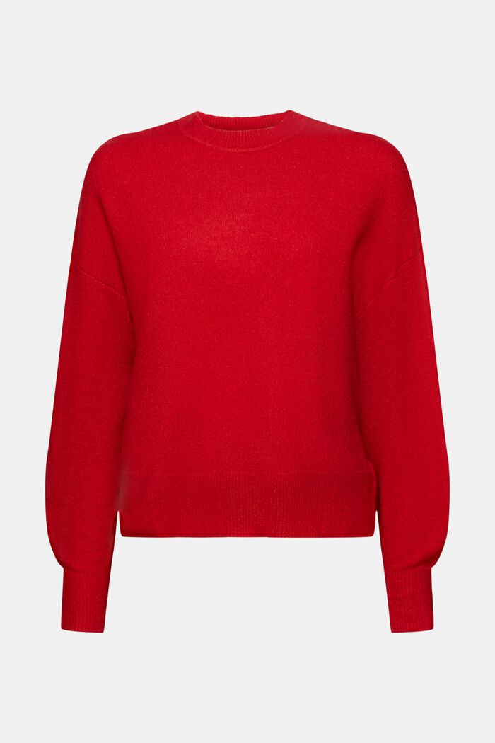 Pullover a maglia con maniche blouson, DARK RED, detail image number 6