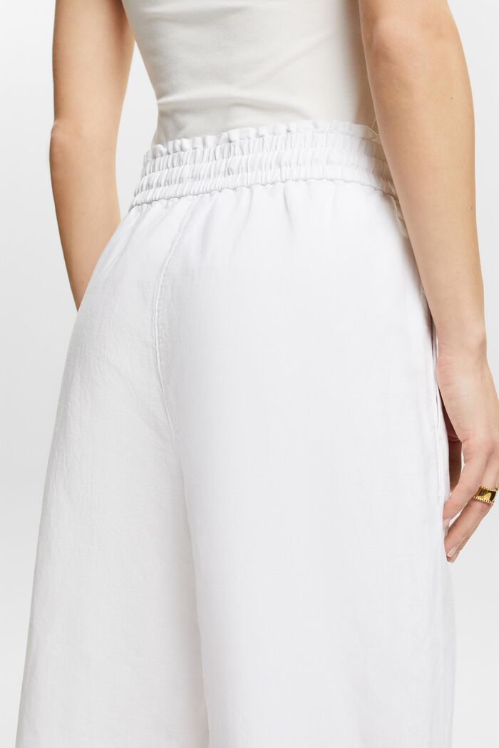 Pantaloni in cotone e lino, WHITE, detail image number 3