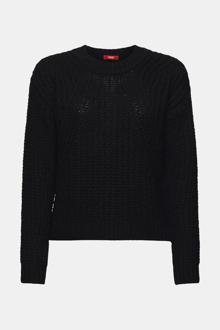 Pullover in maglia a coste, BLACK, detail image number 6