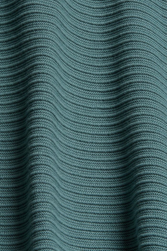 Pullover con struttura a coste, cotone biologico, TEAL BLUE, detail image number 4