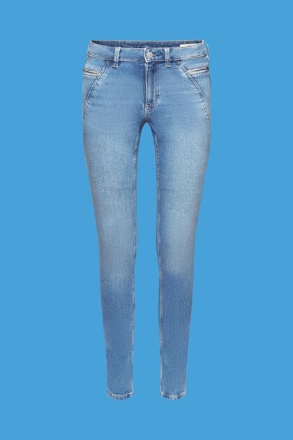 Jeans Skinny Fit a vita media con tasche dotate di zip