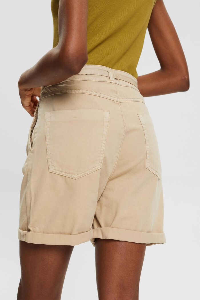 Pantaloncini a vita alta in 100% cotone Pima, BEIGE, detail image number 5