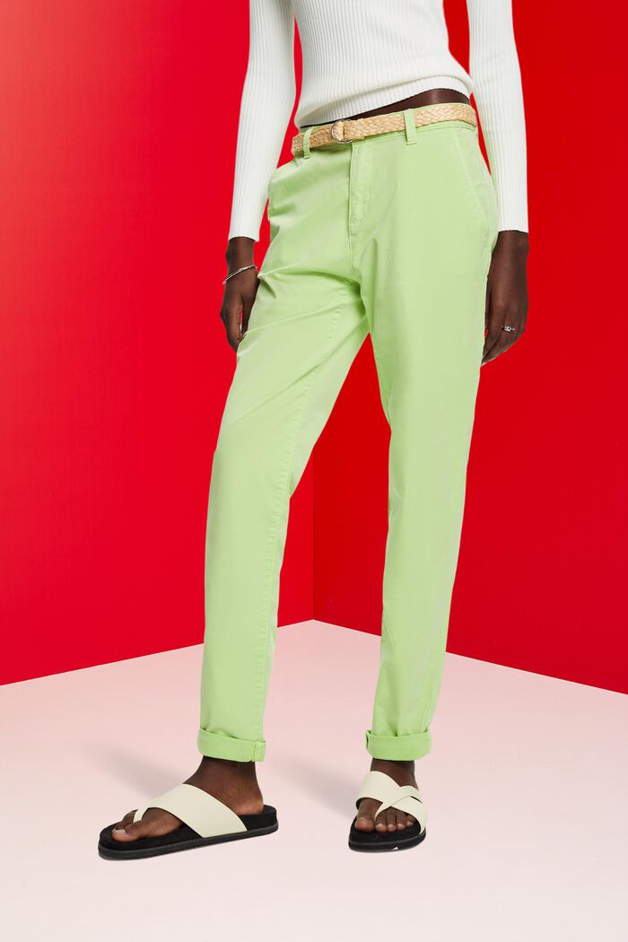 Pantaloni chino stretch leggeri con cintura, CITRUS GREEN, detail image number 0
