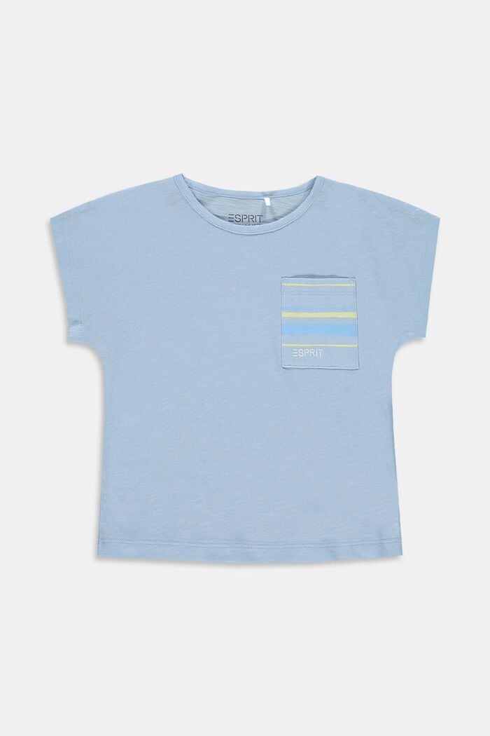 T-shirt con tasca sul petto, 100% cotone, BLUE LAVENDER, overview