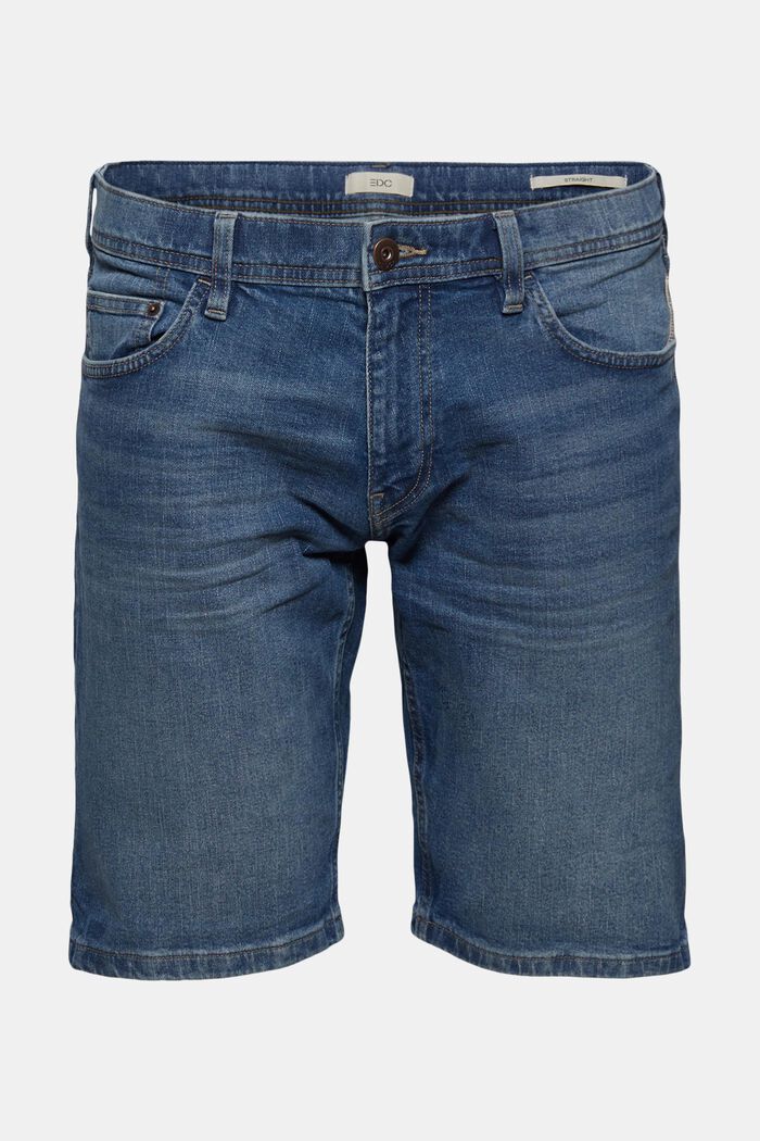 Shorts di jeans in cotone biologico, BLUE MEDIUM WASHED, overview