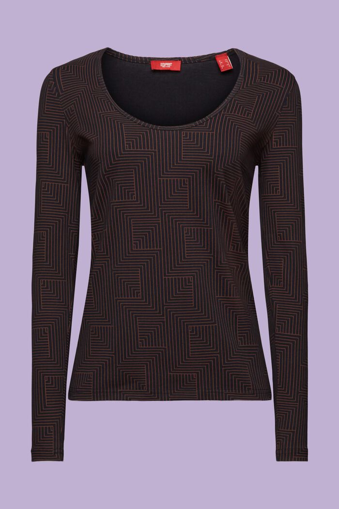 Maglia a manica lunga in cotone, BLACK, detail image number 6