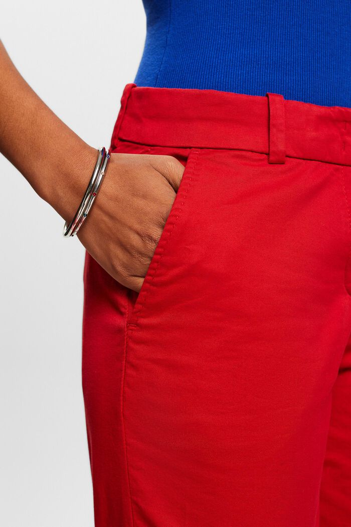 Pantaloncini in twill con risvolto, DARK RED, detail image number 4