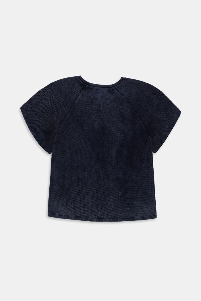 T-shirt cropped con struttura in cotone, BLUE DARK WASHED, detail image number 1