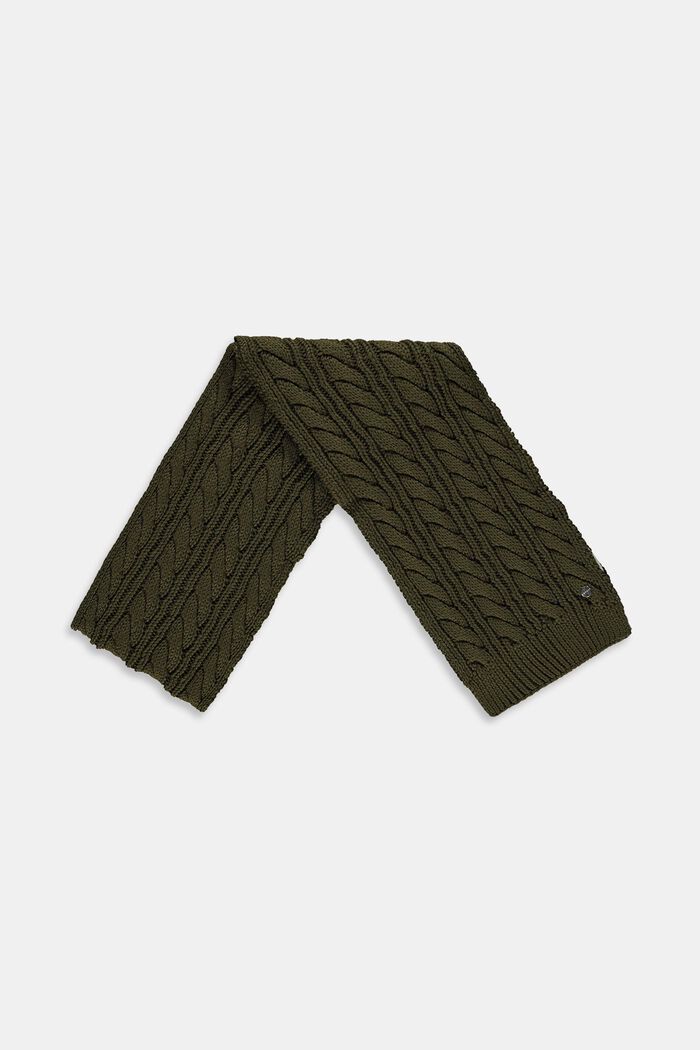 Sciarpa in maglia di misto cotone, KHAKI GREEN, detail image number 1