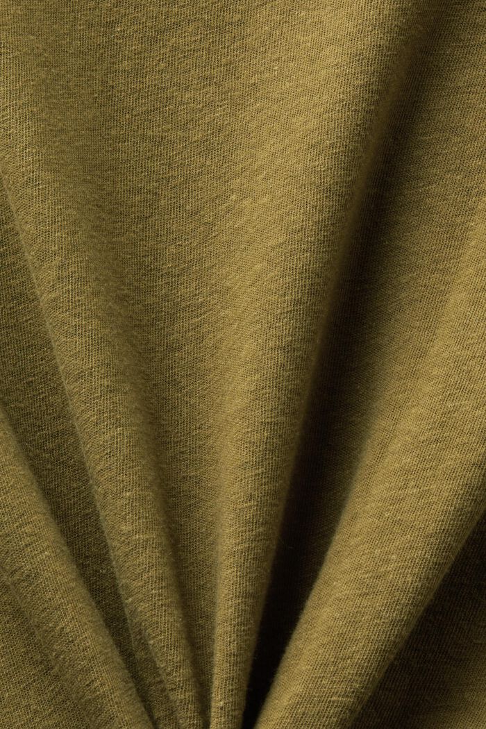T-shirt in cotone e lino, OLIVE, detail image number 4