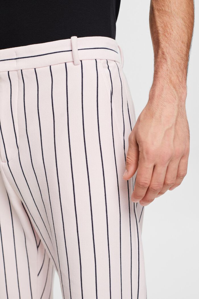 Pantaloni da completo in cotone piqué gessato, LIGHT PINK, detail image number 3