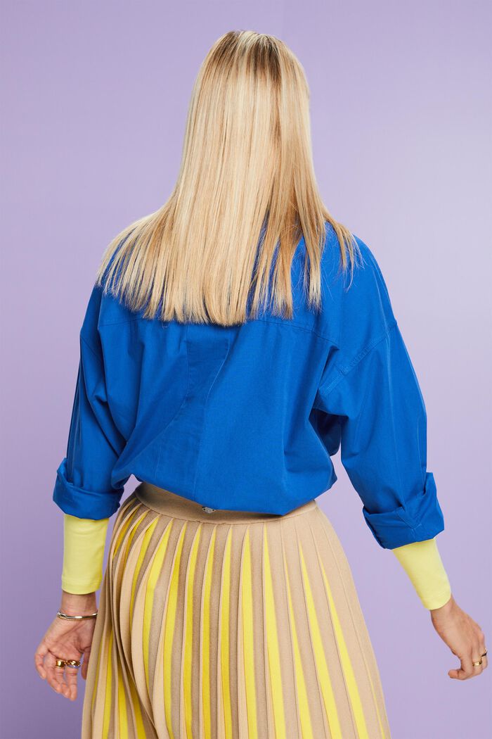 Camicia in popeline di cotone, BRIGHT BLUE, detail image number 3
