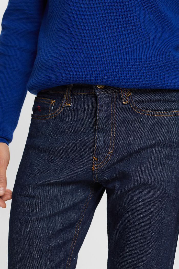 Jeans cimosati slim fit a vita media, BLUE RINSE, detail image number 4